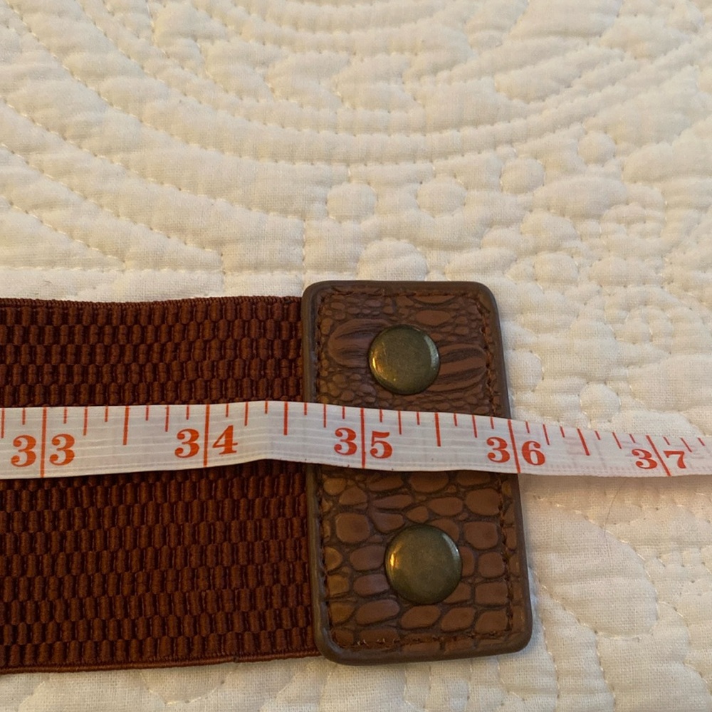 Brown Croc-Embossed Triple Strap Belt with Gold Hardware - Picture 3 of 3